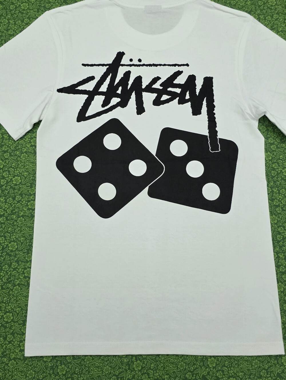 Stussy White Short Sleeve Tee with Black Dice Logo - Picture 4 of 4